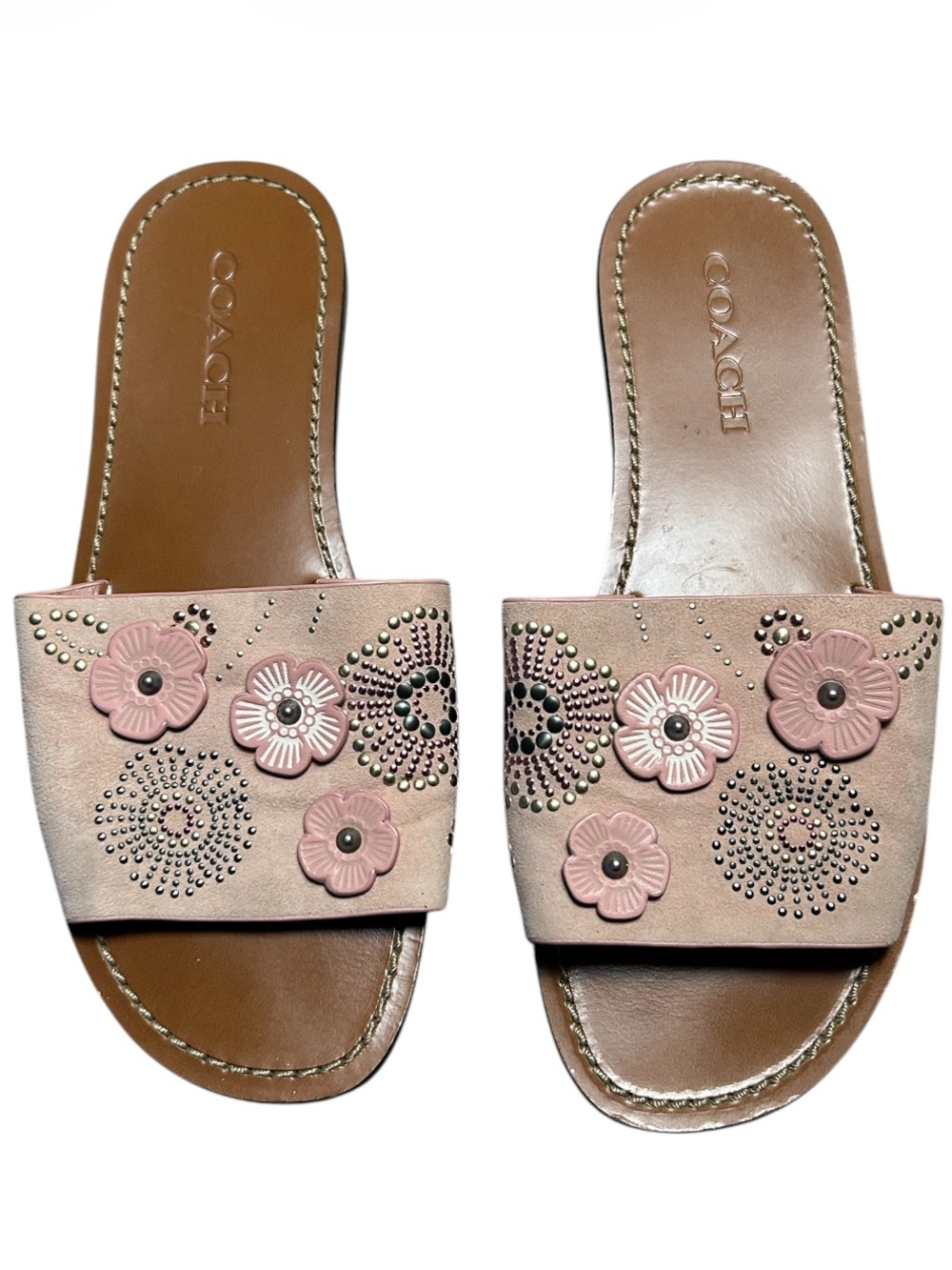 Coach Slide With Tea Rose Rivets In Light Pink Size 8.5 - Picture 2 of 5